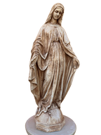 Madonna Immacolata Miracolosa Base Esagonale in cemento H63 Anticata Marrone - Notaro Manufatti