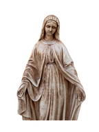 Madonna Immacolata Miracolosa Base Esagonale in cemento H63 Anticata Marrone - Notaro Manufatti