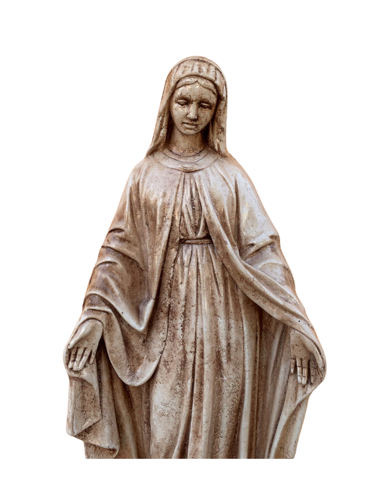 Madonna Immacolata Miracolosa Base Esagonale in cemento H63 Anticata Marrone - Notaro Manufatti