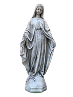 Madonna Immacolata Miracolosa Base Esagonale in cemento H63 Anticata Grigia - Notaro Manufatti