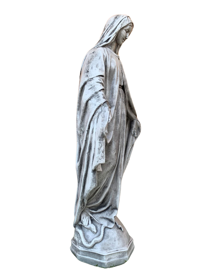 Madonna Immacolata Miracolosa Base Esagonale in cemento H60