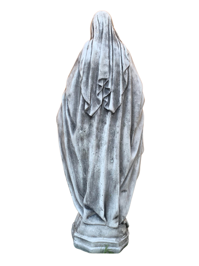 Madonna Immacolata Miracolosa Base Esagonale in cemento H63 Anticata Grigia - Notaro Manufatti