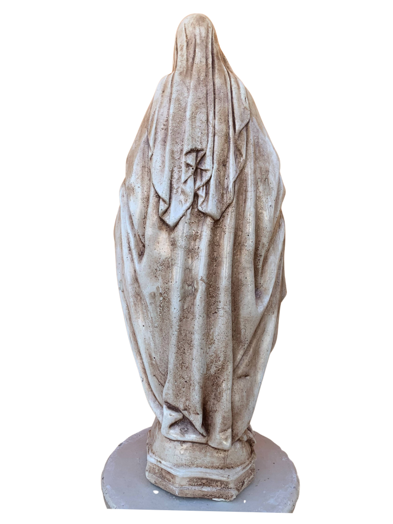 Madonna Immacolata Miracolosa Base Esagonale in cemento H63 Anticata Marrone - Notaro Manufatti