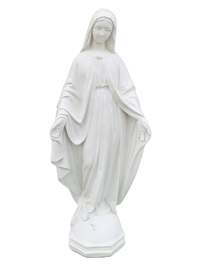 Madonna Immacolata Miracolosa Base Esagonale in cemento H63 - Bianco