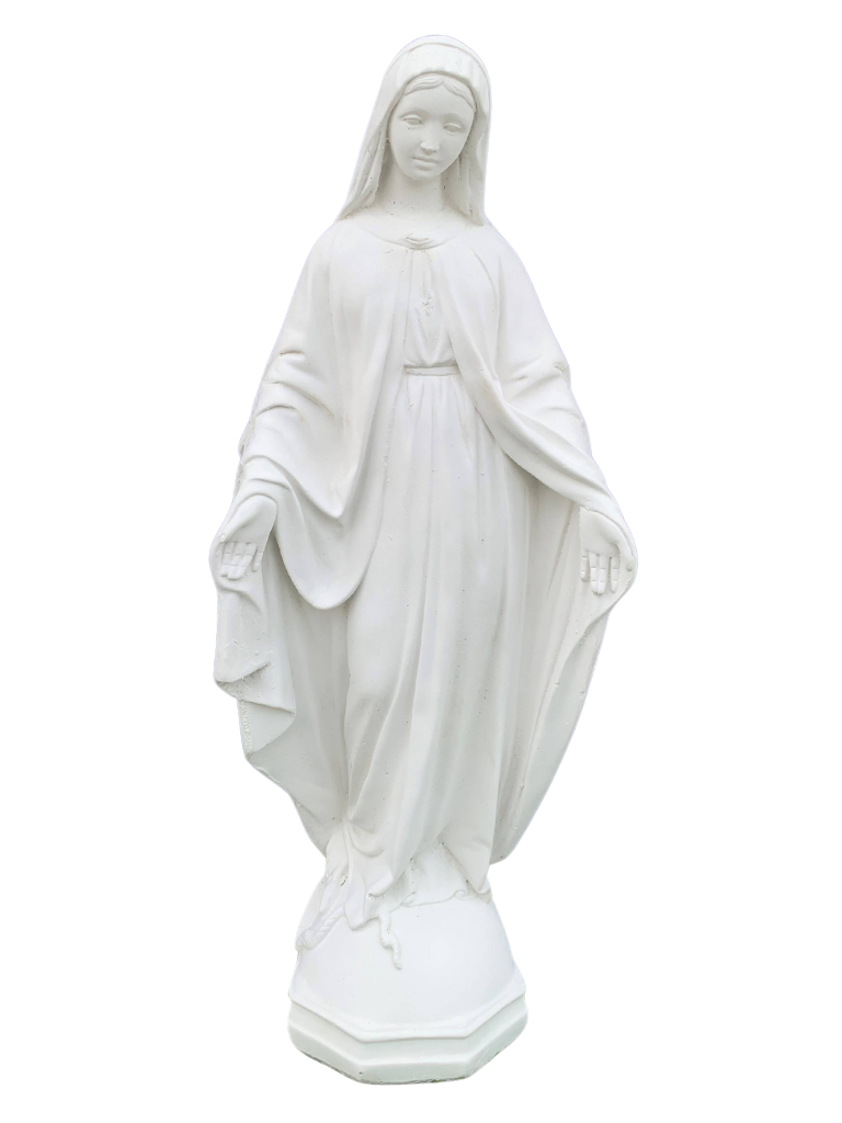 Madonna Immacolata Miracolosa Base Esagonale in cemento H63 - Bianco - Notaro Manufatti