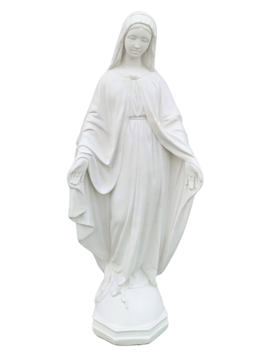 Madonna Immacolata Miracolosa Base Esagonale in cemento H63 - Bianco - Notaro Manufatti