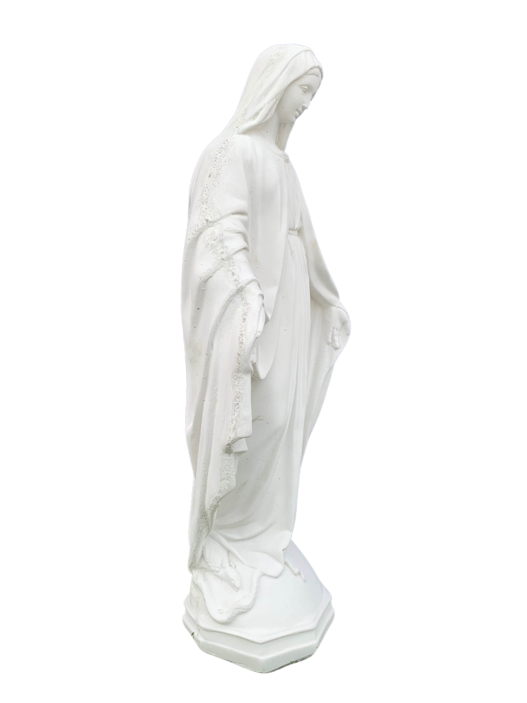 Madonna Immacolata Miracolosa Base Esagonale in cemento H63 - Bianco - Notaro Manufatti