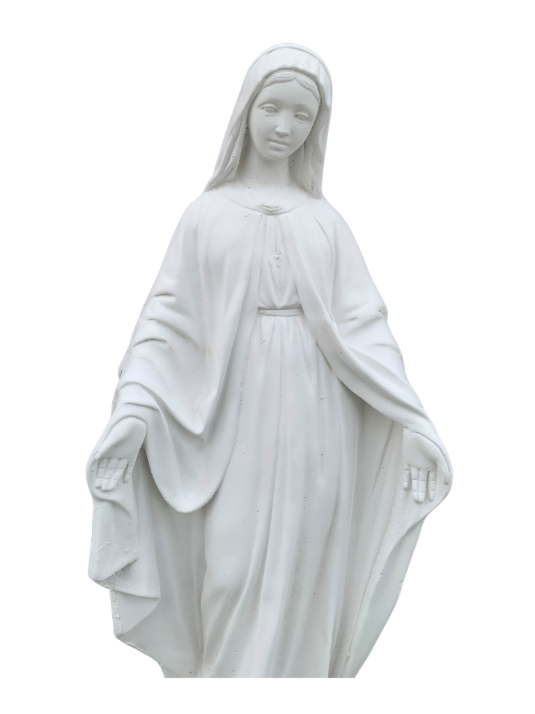 Madonna Immacolata Miracolosa Base Esagonale in cemento H63 - Bianco - Notaro Manufatti