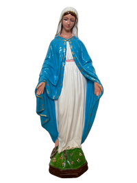 Madonna Immacolata Miracolosa Base Esagonale in cemento H63 - Lavorazione Artigianale a Colori