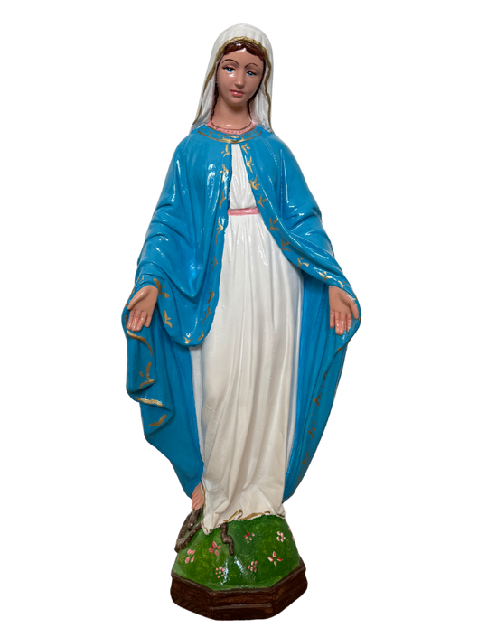 Madonna Immacolata Miracolosa Base Esagonale in cemento H63 - Lavorazione Artigianale a Colori - Notaro Manufatti