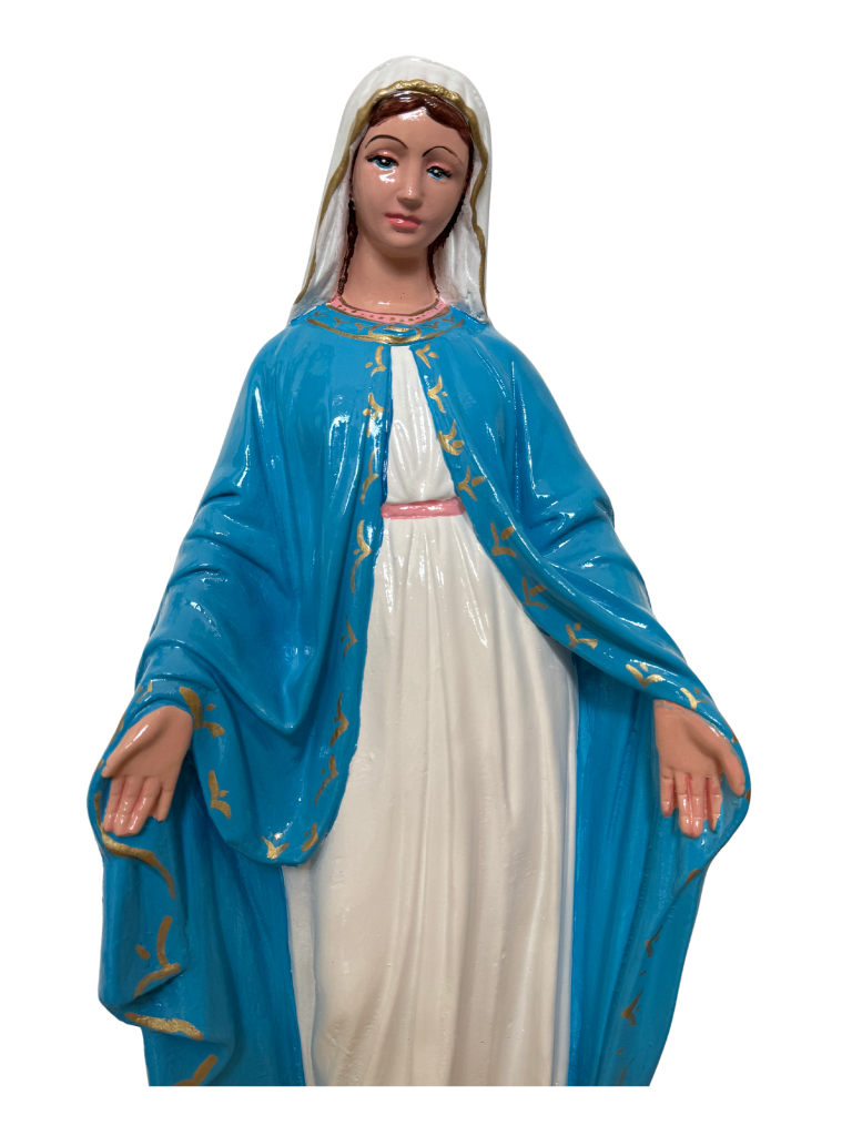 Madonna Immacolata Miracolosa Base Esagonale in cemento H63 - Lavorazione Artigianale a Colori - Notaro Manufatti