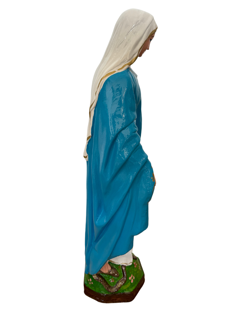 Madonna Immacolata Miracolosa Base Esagonale in cemento H63 - Lavorazione Artigianale a Colori - Notaro Manufatti