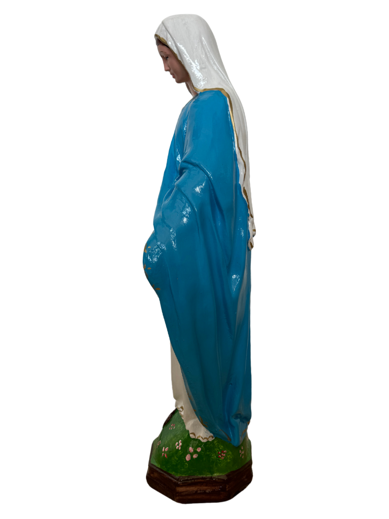 Madonna Immacolata Miracolosa Base Esagonale in cemento H63 - Lavorazione Artigianale a Colori - Notaro Manufatti