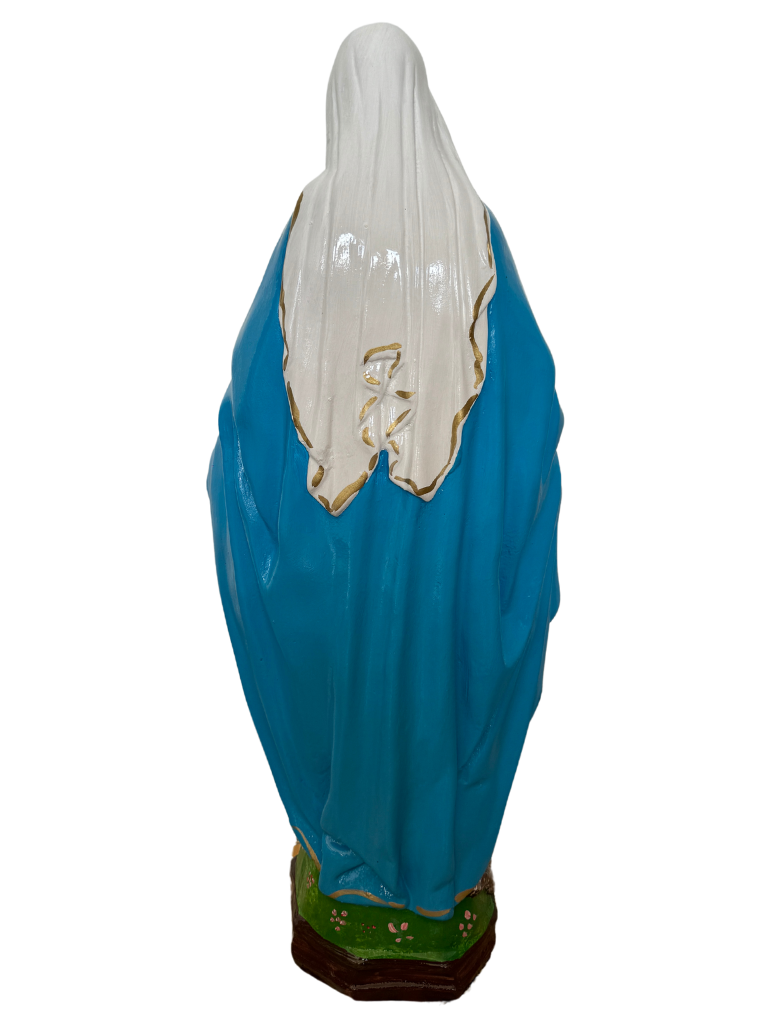 Madonna Immacolata Miracolosa Base Esagonale in cemento H63 - Lavorazione Artigianale a Colori - Notaro Manufatti