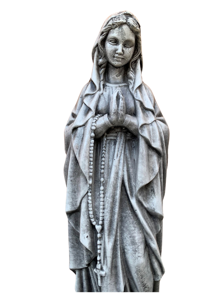 Madonna di Lourdes in Cemento H60 Anticata Grigia - Notaro Manufatti