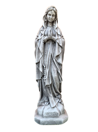 Madonna di Lourdes in Cemento H60 Anticata Grigia