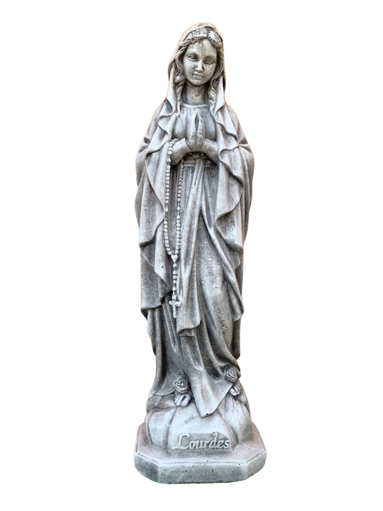 Madonna di Lourdes in Cemento H60 Anticata Grigia - Notaro Manufatti