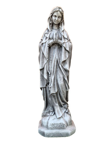Madonna di Lourdes in Cemento H60 Anticata Grigia - Notaro Manufatti