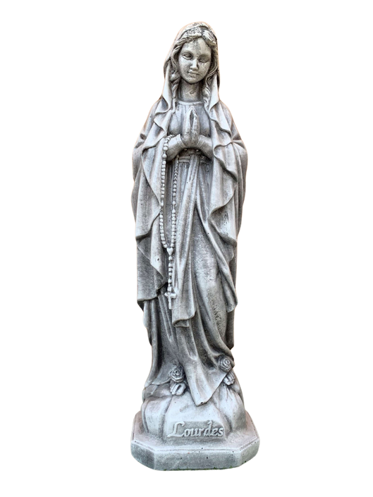 Madonna di Lourdes in Cemento H60 Anticata Grigia - Notaro Manufatti