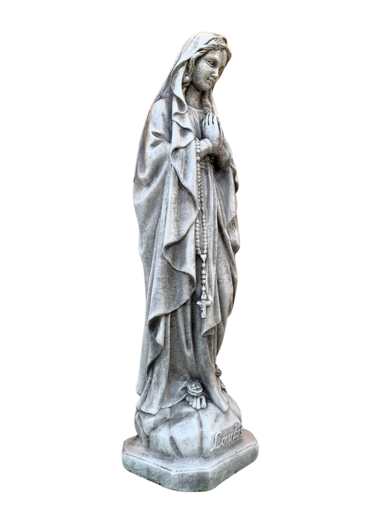 Madonna di Lourdes in Cemento H60 Anticata Grigia - Notaro Manufatti