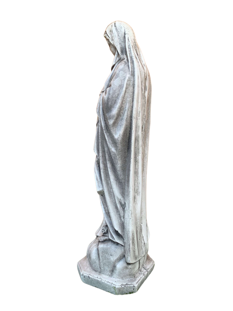 Madonna di Lourdes in Cemento H60 Anticata Grigia - Notaro Manufatti