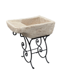 Pila Austri – Lavandino Rustico colore Beige Naturale con Struttura in Ferro Battuto - Notaro Manufatti