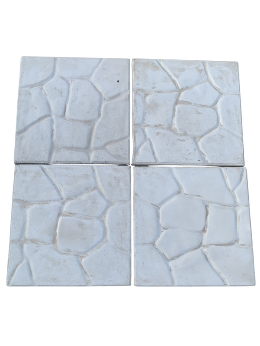 Set di 4 Marmette per Ombrellone 50x50 in Cemento – Effetto Roccia Beige - Notaro Manufatti