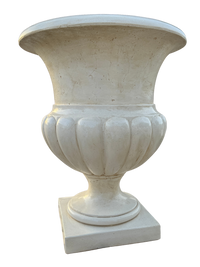 Vaso Ciano Gigante in Cemento Anticato Beige – Grande Vaso Ornamentale per Esterni