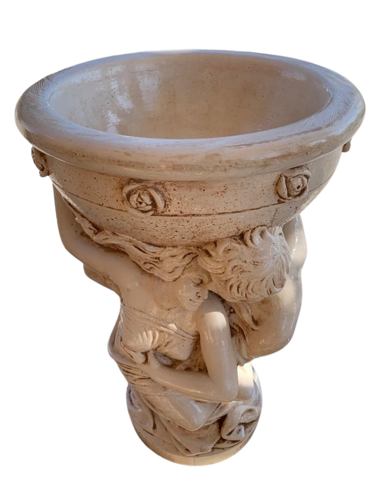 Porta Vaso Amore e Psiche Anticato Beige - Notaro Manufatti